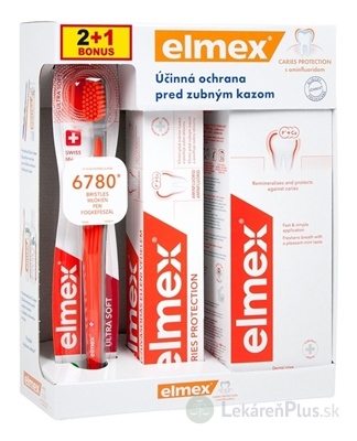 ELMEX CARIES PROTECTION SYSTÉM PROTI ZUBNÉMU KAZU zubná kefka 1 ks + zubná pasta 75 ml + ústna voda 400 ml, 1x1 set