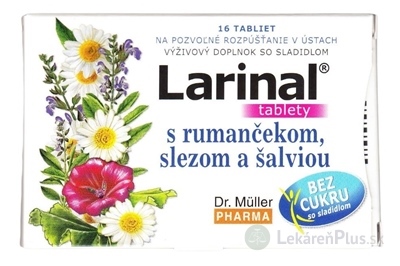 Dr. Müller LARINAL s rumančekom, slezom a šalviou tbl bez cukru, so sladidlom 1x16 ks