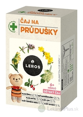 LEROS DETSKÝ ČAJ NA PRIEDUŠKY nálevové vrecká (od 6+ mesiacov) (inov. 2021) 20x1,5 g (30 g)