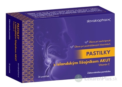 Slovakiapharm Pastilky s islandským lišajníkom AKUT, vitamín C 1x36 ks