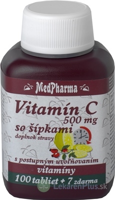 MedPharma VITAMÍN C 500MG so šípkami tbl (s postupným uvoľňovaním) 100+7 zadarmo (107 ks)