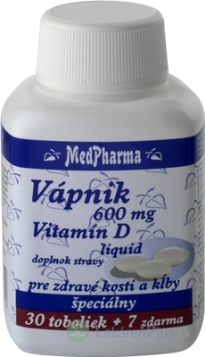 MedPharma VÁPNIK 600 mg + Vitamín D liq. cps 30+7 zadarmo (37 ks)