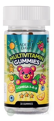 Adelle Davis MULTIVITAMIN GUMMIES + OMEGA 3,6,9 želatínové medvedíky, príchuť pomaranč 1x30 ks