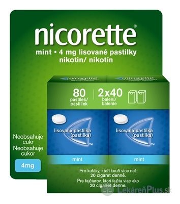 Nicorette Mint 4 mg pas ocp (ška.kart.) 2x40 ks