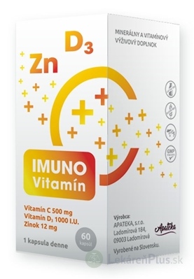 IMUNO Vitamín - Apateka cps (vitamín C + D + zinok) 1x60 ks