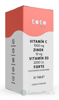 TOTO VITAMÍN C + ZINOK + VITAMÍN D3 FORTE tbl s postupným uvoľňovaním 1x30 ks