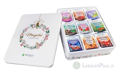 MEGAFYT MAGICKÁ kolekcia čajov plechová krabica (9 druhov po 8 vrecúšok, 72 ks) 1x144 g