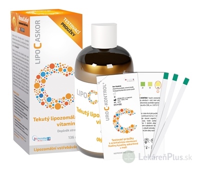 LIPO C ASKOR sir 136 ml - vitamín C s lipozomálnym vstrebávaním + testovacie prúžky, 1x1 set