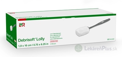 Debrisoft Lolly na čistenie rán s röntgenkontrastným vláknom, 1,9 x16 cm, 1x5 ks