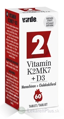 VIRDE VITAMÍN K2 MK7 + D3 tbl 1x60 ks