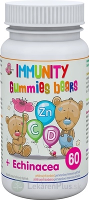 IMMUNITY Gummies bears + Echinacea - Clinical pektínové bonbóny s pomarančovo-hroznovou príchuťou 1x60 ks