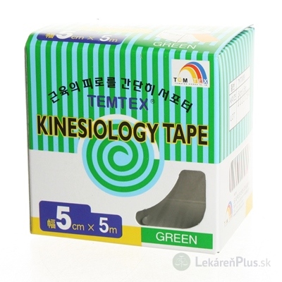 TEMTEX KINESOLOGY TAPE tejpovacia páska, 5 cm x 5 m, zelená 1x1 ks