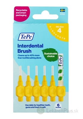 TePe Medzizubná kefká 0,7 mm size 4 (žltá) krabička 1x6 ks