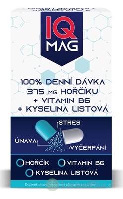 IQ MAG HORČÍK 375 mg+Vitamín B6+Kyselina Listová cps 1x30 ks