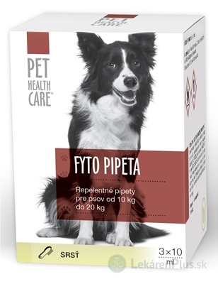 PET HEALTH CARE FYTO PIPETA repelentná, pre psov od 10 kg do 20 kg, 3x10 ml