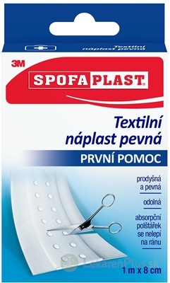 3M SPOFAPLAST č.264 Textilná náplasť pevná rýchloobväz, 8cm x 1m, pás, prvá pomoc 1x1 ks
