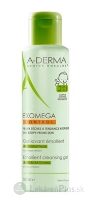 A-DERMA EXOMEGA CONTROL GEL LAVANT ÉMOLLIENT 2EN1 zvláčňujúci umývací gél, deti, 1x500 ml