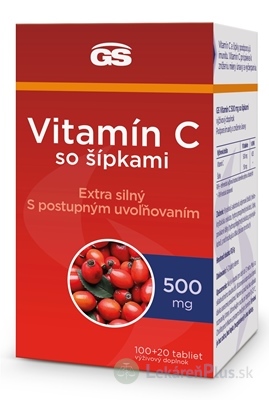 GS Vitamín C 500 mg so šípkami tbl 100+20 (inov.2023) (120 ks)