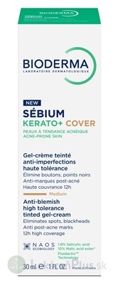 BIODERMA Sébium Kerato+ Cover gél - krém, tónovaný, Medium, 1x30 ml