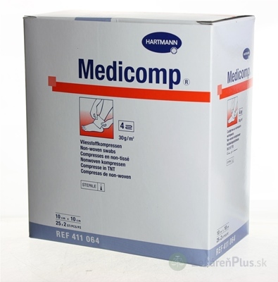 MEDICOMP kompres z netkaného textilu, sterilný (10x10 cm) 25x2 (50 ks)