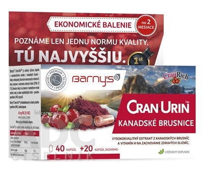 Barnys CRAN-URIN KANADSKÉ BRUSNICE cps 40+20 zadarmo (60 ks)