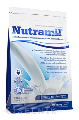 NUTRAMIL COMPLEX Neutral nutrične kompletná výživa (10 porcií) 1x720 g