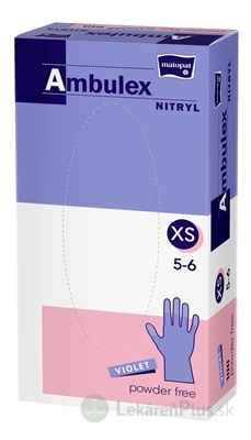 Ambulex NITRYL Vyšetrovacie a ochranné rukavice veľ. XS, fialové, nitrilové, nesterilné, nepudrované, 1x100 ks
