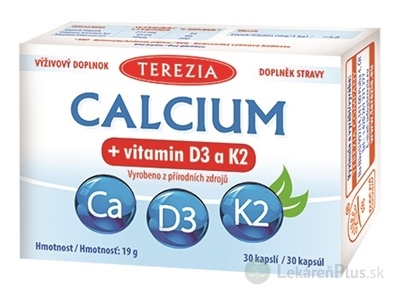 TEREZIA CALCIUM + vitamín D3 a K2 cps 1x30 ks