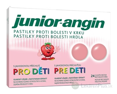 Junior-angin pastilky pre deti s jahodovou príchuťou 1x24 ks