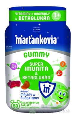 STADA Marťankovia GUMMY Super Imunita & Betaglukán želatínové tablety, príchuť malina a čučoriedka 1x50 ks