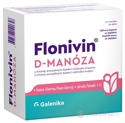 Flonivin D-MANÓZA vrecúška (+ baza čierna + zinok + vitamín C) 1x20 ks