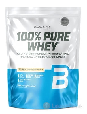BioTechUSA 100% PURE WHEY prášok na prípravu proteínového nápoja, príchuť bourbon vanilka, 1x1000 g