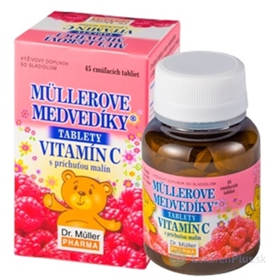 MÜLLEROVE medvedíky - VITAMÍN C tbl s príchuťou malín 1x45 ks