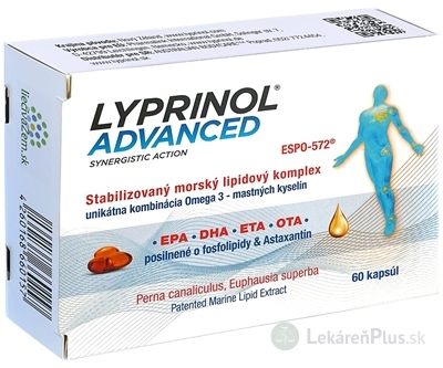 LYPRINOL Advanced Omega 3 (OTA, DHA, ETA, EPA) cps (á 50 mg Perna Canaliculus,Euphausia superba,Astaxantín) stabilizovaný lipidový extrakt 1x60 ks