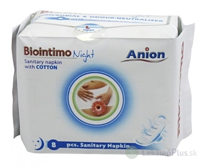 Biointimo Anion nočné s krídielkami aniónové hygienické vložky 1x8 ks