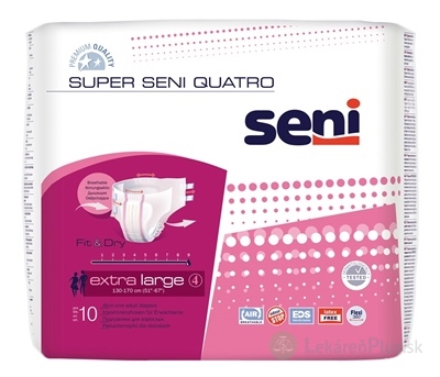Seni SUPER SENI QUATRO extra large 4 plienkové nohavičky (pás 130-170 cm) 1x10 ks