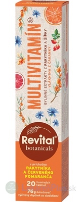 Revital Botanicals MULTIVITAMÍN tbl eff s bylinnými extraktmi, s príchuťou rakytníka a červeného pomaranča 1x20 ks