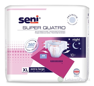 Seni SUPER QUATRO extra large XL plienkové nohavičky, night (pás 130-170 cm) 1x10 ks