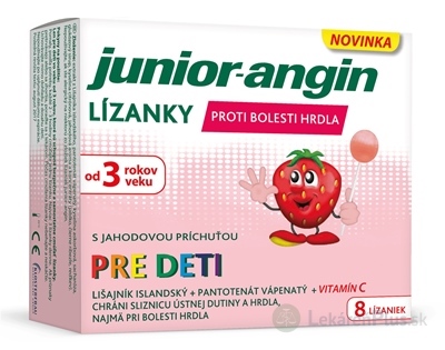 Junior-angin lízanky pre deti s jahodovou príchuťou 1x8 ks