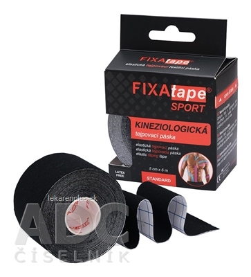 FIXAtape tejpovacia páska SPORT kinesiologická, elastická, čierna, 5cm x 5m, 1x1 ks