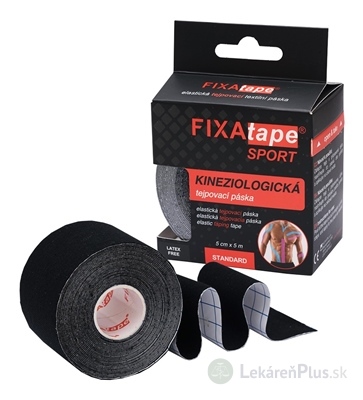 FIXAtape tejpovacia páska SPORT kinesiologická, elastická, čierna, 5cm x 5m, 1x1 ks