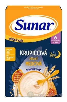 Sunar mliečna KAŠA KRUPICOVÁ Na dobrú noc príchuť medová (od ukonč. 6. mesiaca) 1x210 g