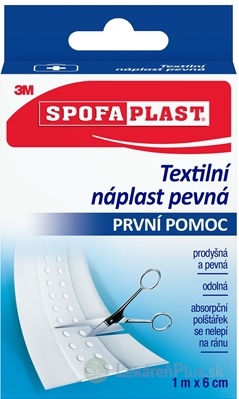 3M SPOFAPLAST č.254 Textilná náplasť pevná rýchloobväz, 6cm x 1m, pás, prvá pomoc 1x1 ks