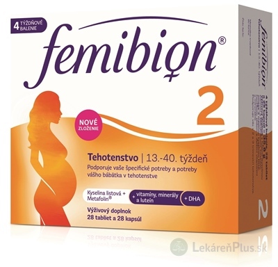 Femibion 2 Tehotenstvo tbl 28 + cps 28 (kys. listová + vitamíny, minerály + DHA) 1x56 ks