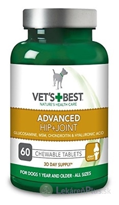 VET´S BEST ADVANCED HIP+JOINT žuvacie tablety pre psy, na podporu kĺbov, 1x60 ks