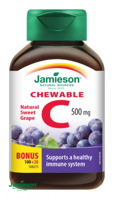 Jamieson Vitamín C 500mg tablety na cmúľanie s príchuťou hrozna 120tbl